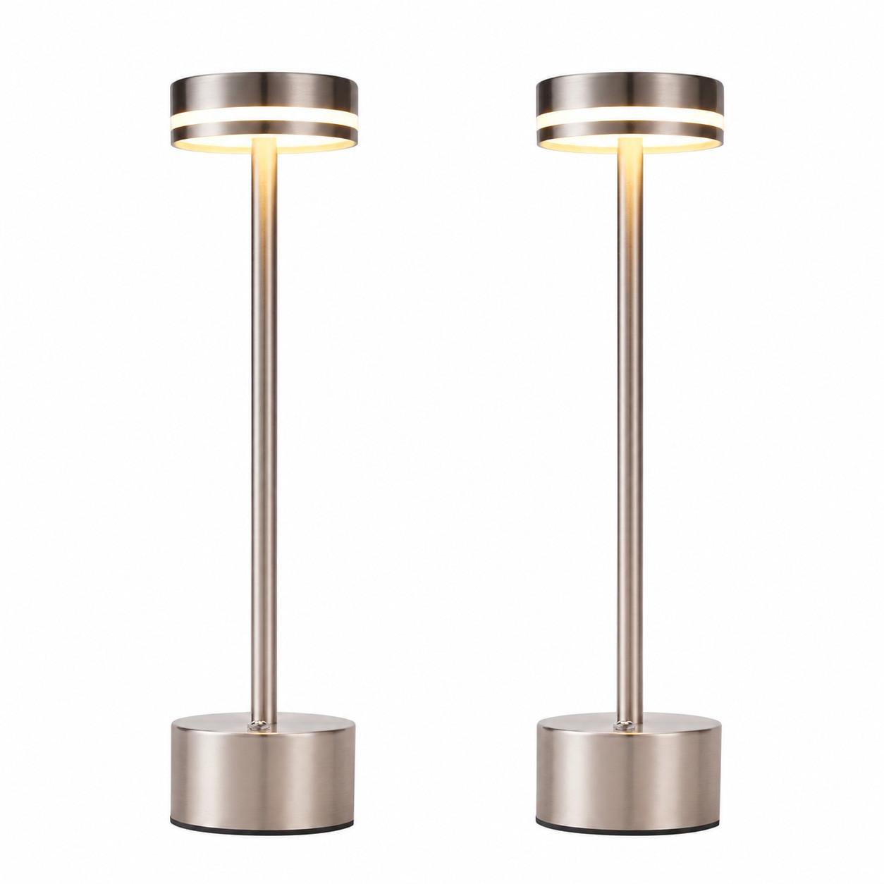 TISCHLEUCHTE Lichtel 8/8/31.5 cm（2er-set） - Silberfarben, Kunststoff/Metall (8/8/31.5cm) - ZMH