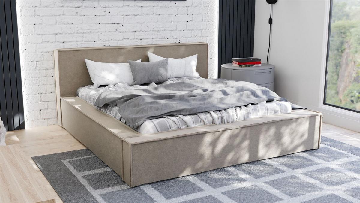POLSTERBETT Aldana In Freya - Hellbraun, Holzwerkstoff/Textil (160/200cm) - Fun Möbel