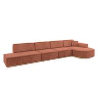 ECKSOFA Ottomane Rechts ARRIO-L3 - 413x171x83 cm Apricot - Koralle, Holzwerkstoff/Textil (413/171cm) - ALTDECOR