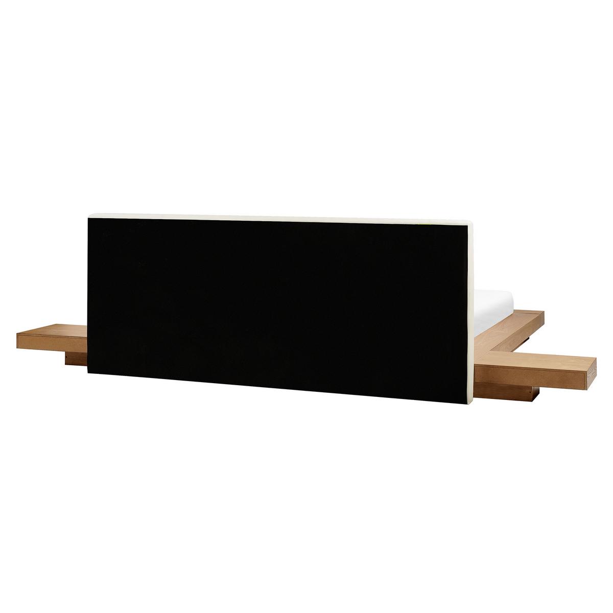 BETT mit LED 160x200 cm Heller Holzfarbton Zen - Hellbraun, Holzwerkstoff (160/200cm) - Beliani