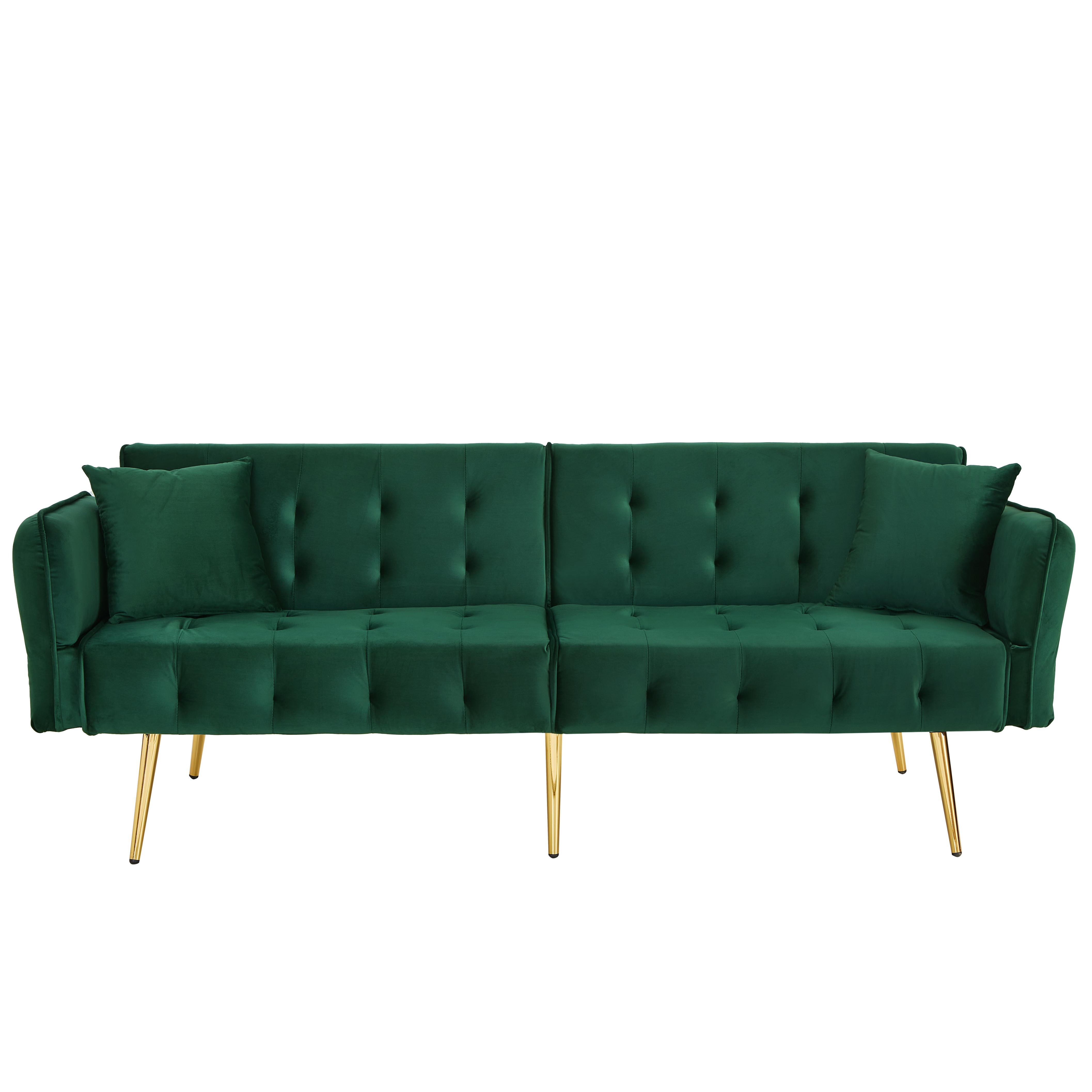 SCHLAFSOFA 2-in-1 Funktion Velours - Grün, Kunststoff (178/70/82cm) - Urban Meuble