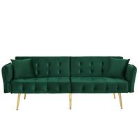 SCHLAFSOFA 2-in-1 Funktion Velours - Grün, Kunststoff (178/70/82cm) - Urban Meuble