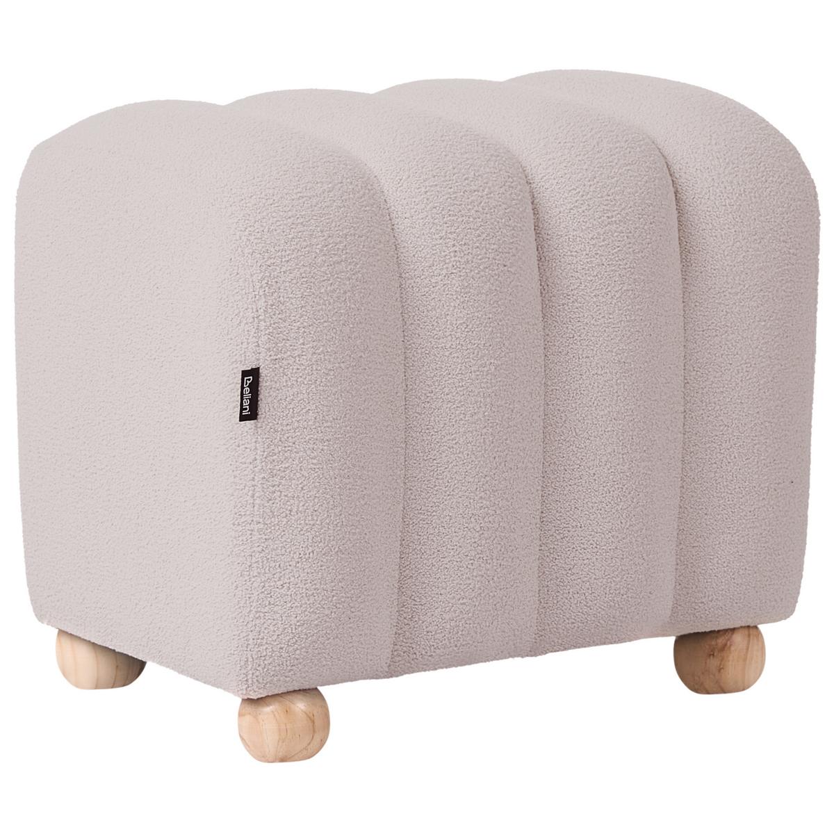 POUF Bouclé Cremeweiß Idyllwild - Weiß, Textil (49/45/39cm) - Beliani