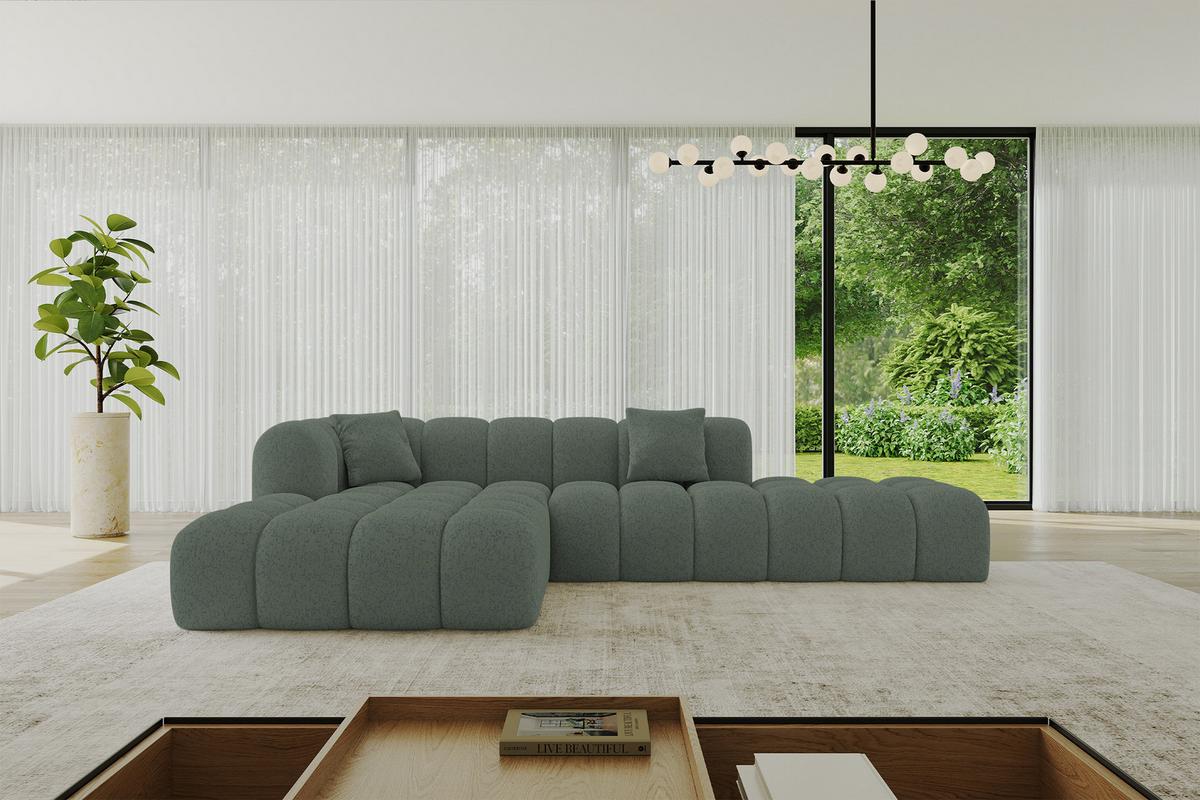 ECKSOFA Ottomane Links OLEA-L2 - 289x176x71 cm Grün - Schwarz/Grün, Holzwerkstoff/Kunststoff (289/176cm)