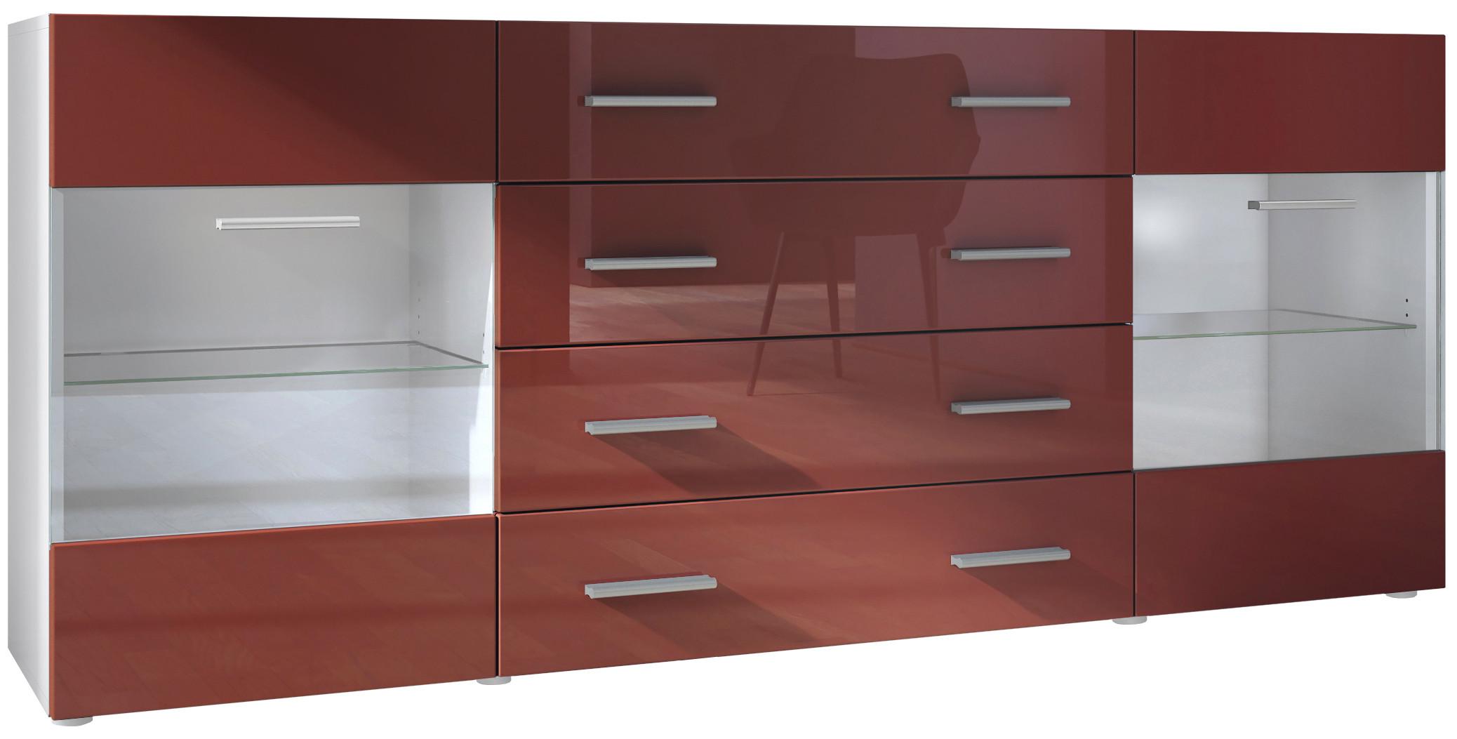 SIDEBOARD Carlos Bordeaux Hochglanz - Bordeaux, Holzwerkstoff (166/72/35cm) - Vladon