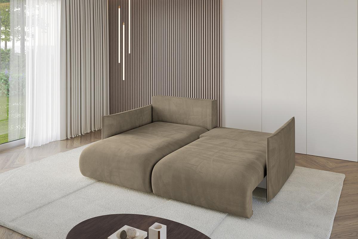 ECKSOFA Ottomane links ONESK-L 216x177x72 Braun Velours - Braun, Holzwerkstoff/Kunststoff (216/177cm) - ALTDECOR