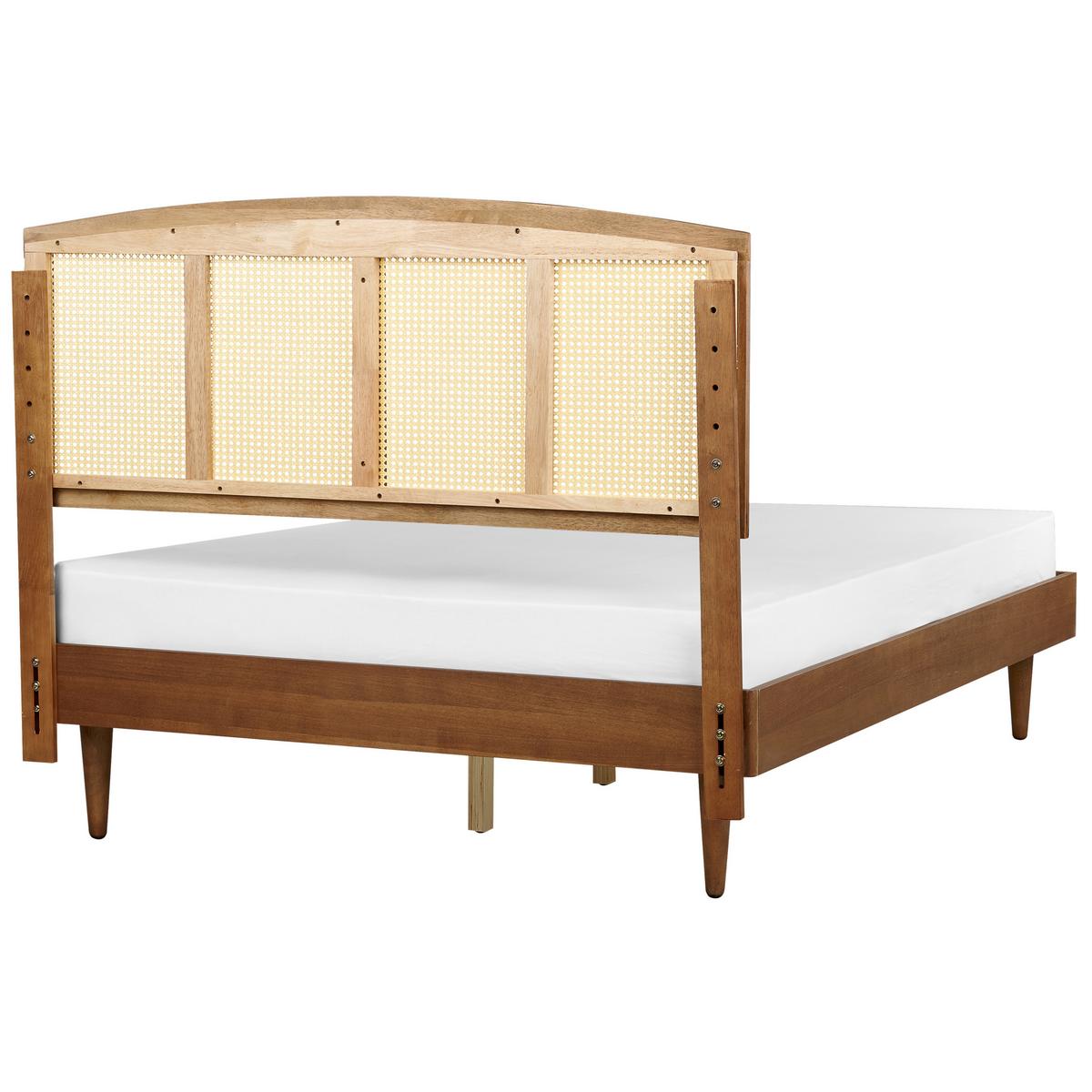 BETT mit Lattenrost 140/200 cm Gummibaumholz Braun Varzy - Braun, Holz (140/200cm) - Beliani
