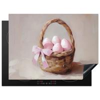 HERDABDECKPLATTE Korb - Eier - Rosa Induktionsmatte 71x52 cm - Beige, Kunststoff (71/52/0.2cm) - MuchoWow