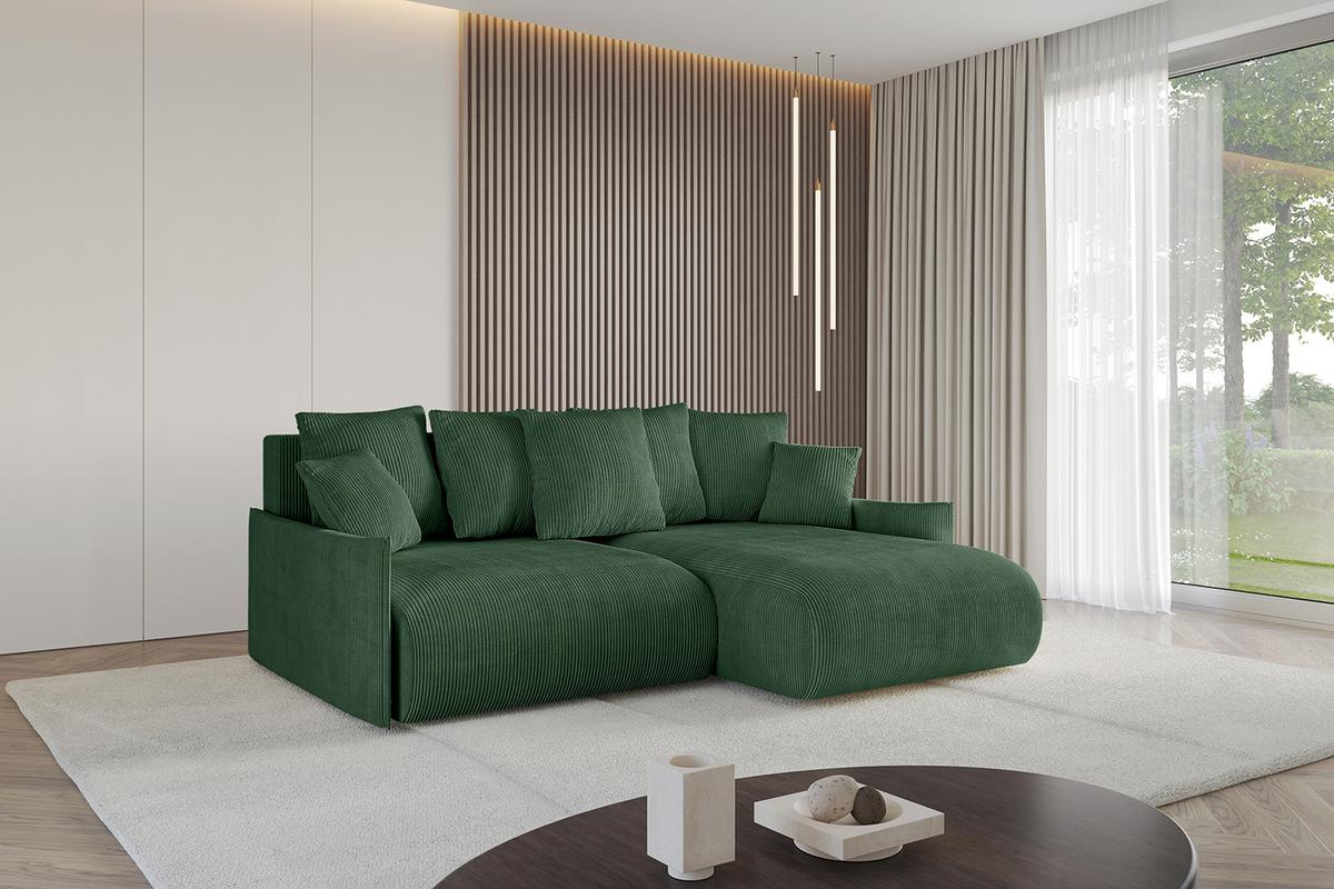 ECKSOFA Ottomane rechts ONESK-L -v1 216x177x72 Grün Cord - Grün, Holzwerkstoff/Kunststoff (177/216cm) - ALTDECOR