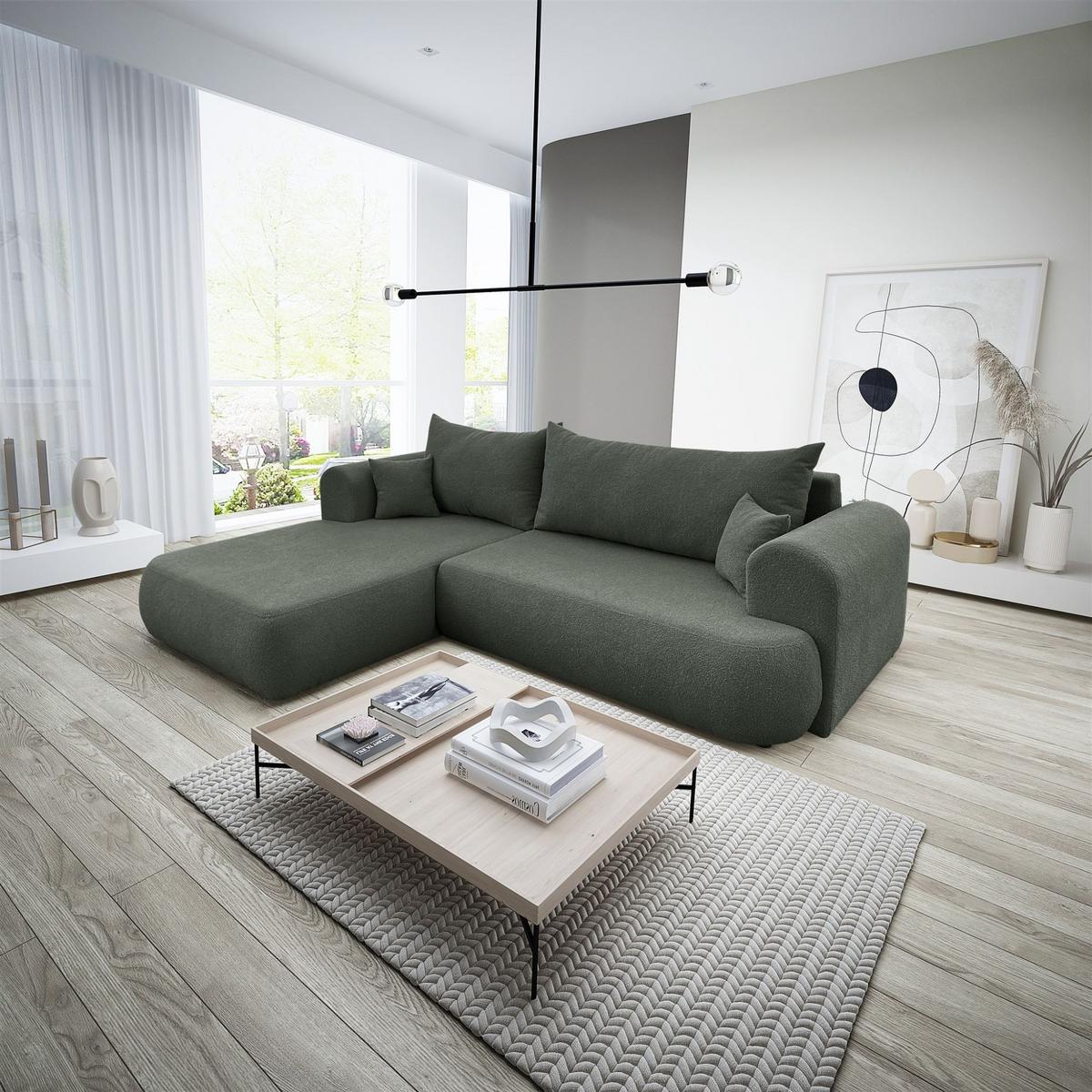 ECKSOFA Anike In Now Or Never - Waldgrün, Holzwerkstoff/Textil (260/173cm) - Fun Möbel
