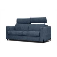SOFA MEZO 3-Sitzer mit Schlaffunktion, dunkelblau - Schwarz/Dunkelblau, Holz/Textil (232/90/107cm) - Wozimo