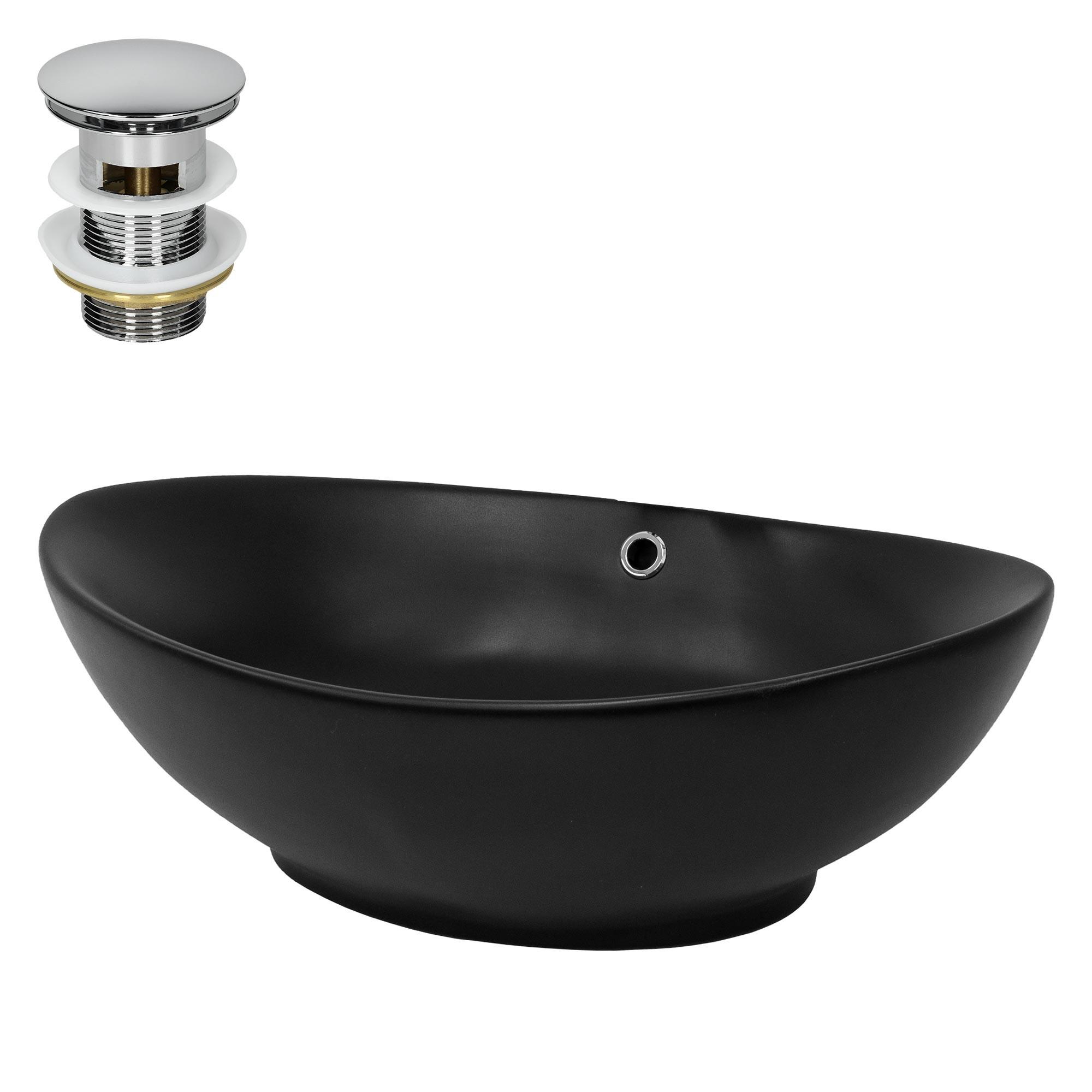WASCHBECKEN - Schwarz, Keramik (38/19/59cm) - ML-DESIGN