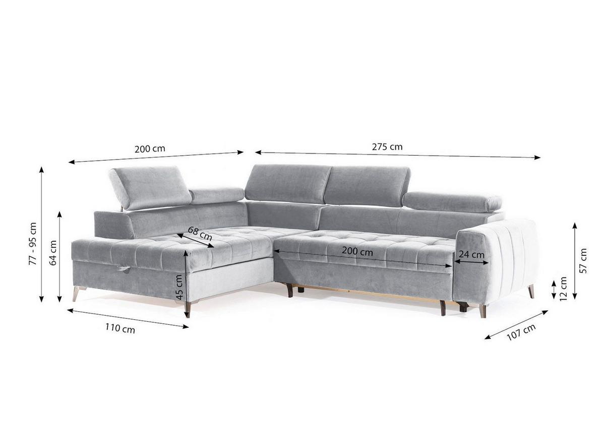 ECKSOFA Schlafsofa Agnesa In Salvador - Gelb, Holzwerkstoff/Textil (275/200cm) - Fun Möbel
