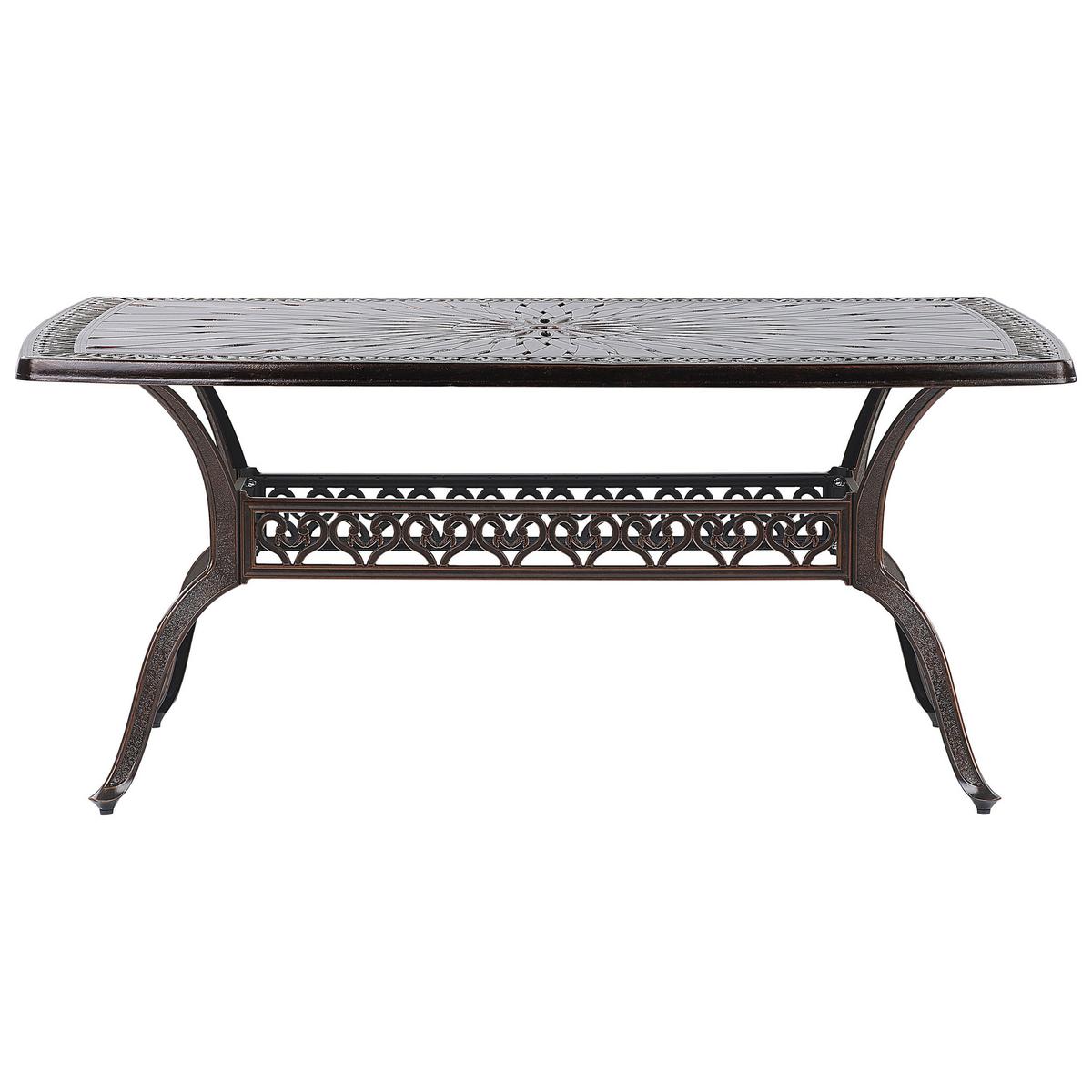 GARTENTISCH Aluminium dunkelbraun 102x165 cm Lizzano - Dunkelbraun, Metall (165/102/72cm) - Beliani