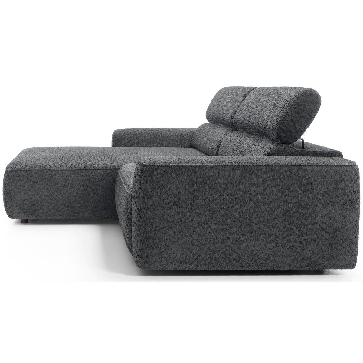 ECKSOFA Fando Dunkelgrau Chenille - Dunkelgrau/Schwarz, Kunststoff/Textil (252/182cm) - Selsey