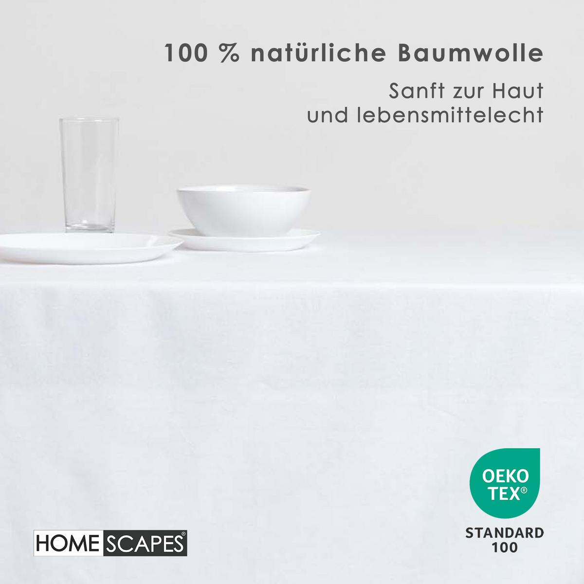 TISCHDECKE weiß 137/228 cm, 100% Baumwolle - Weiß, Textil (137/228cm) - Homescapes