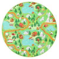 KINDER SPIEL TEPPICH CAMPINGPLATZ RUND - Grün, Textil (160/160cm) - Snapstyle