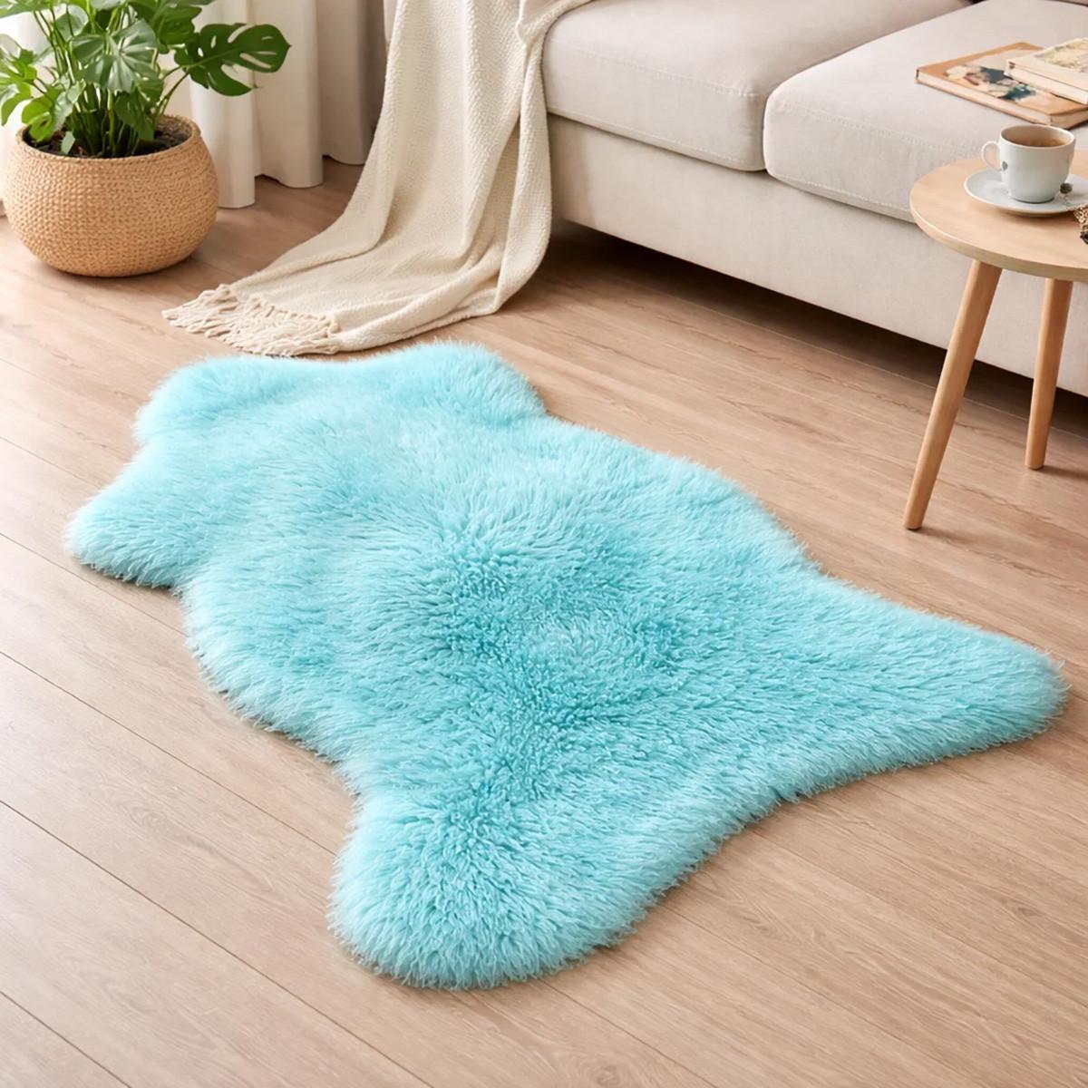 FELL Öko Lammfell Schaffell Türkis Hellblau ca. 110 cm - Türkis/Hellblau, Fell (60/110cm) - Provellus