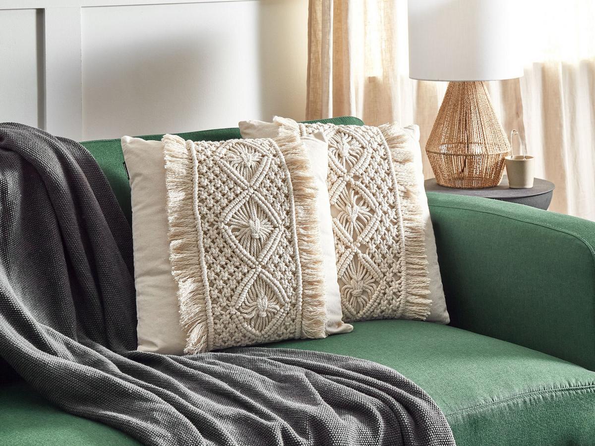 DEKOKISSEN 2er-Set Hellbeige 45/45 cm Kalam - Beige, Textil (45/45cm) - Beliani