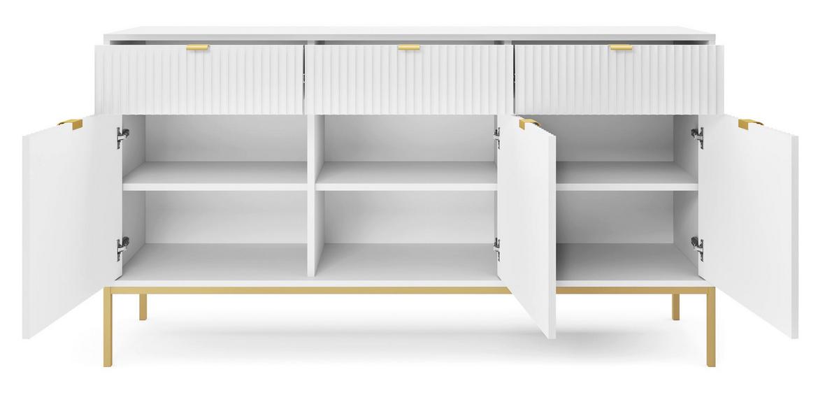 SIDEBOARD Vellore Weiß mit goldenen Metallbeinen 154 cm - Goldfarben/Weiß, Holzwerkstoff/Metall (154/83/39cm) - Selsey