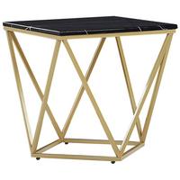 BEISTELLTISCH schwarz/gold Marmor Optik quadratisch 50/50 cm Malibu - Goldfarben/Schwarz, Holzwerkstoff (50/50/50cm) - Beliani