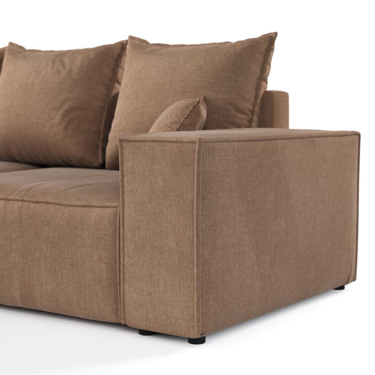 ECKSOFA SENSO mit Schlaffunktion Braun im Wind Stoff - Schwarz/Braun, Holz/Holzwerkstoff (255/148cm) - AltaBeds