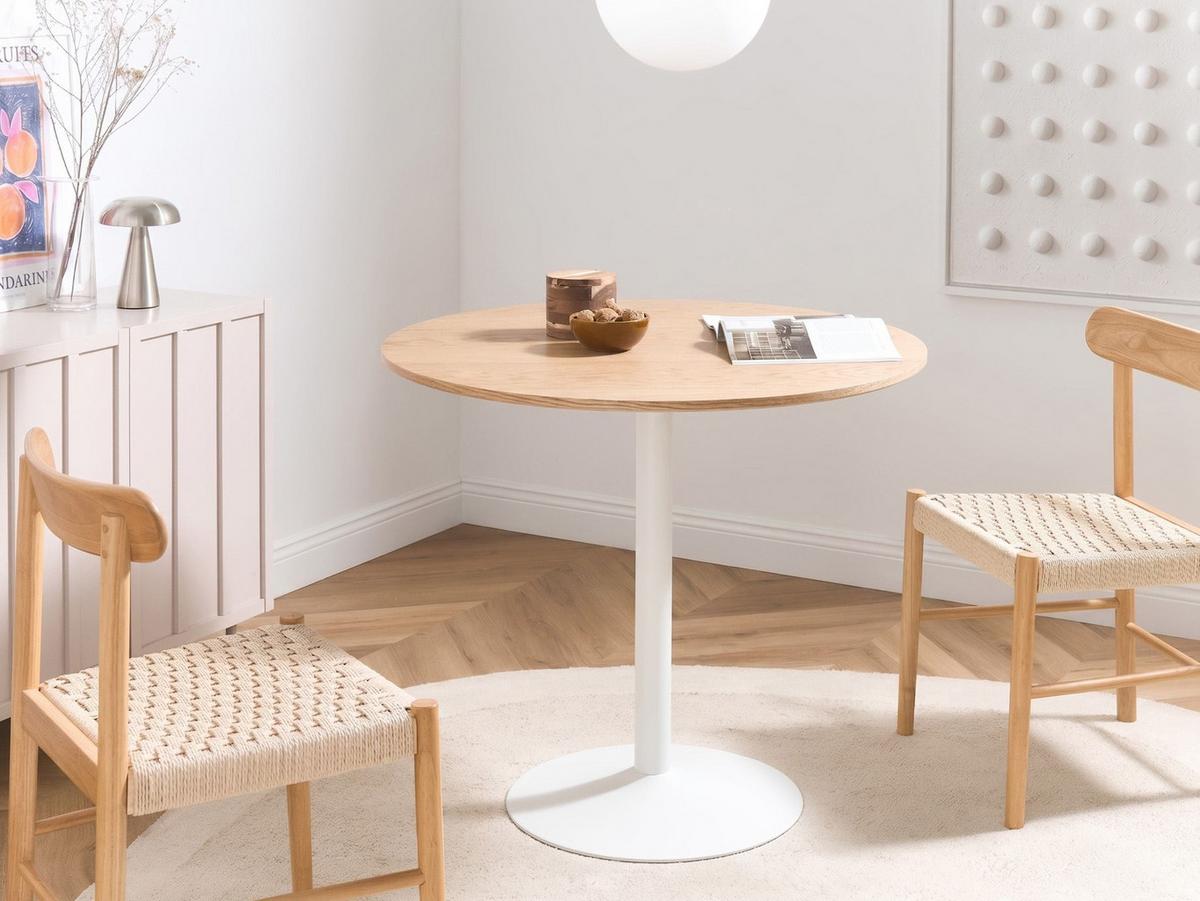 ESSTISCH Helle Eiche 90/90 cm Tino - Hellbraun, Holzwerkstoff (90/90/76cm) - Beliani