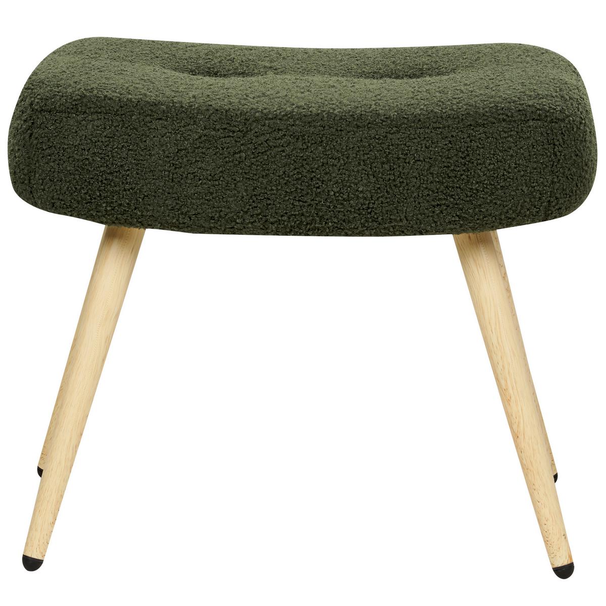 SESSEL Bouclé dunkelgrün mit Hocker Vejle - Hellbraun/Grün, Textil (67/95/52cm) - Beliani