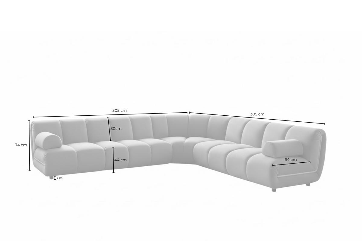 MODULSOFA LAYLA Gelb Velvet - Gelb/Schwarz, Buchenholz/Textil (305/305cm) - KAWOLA