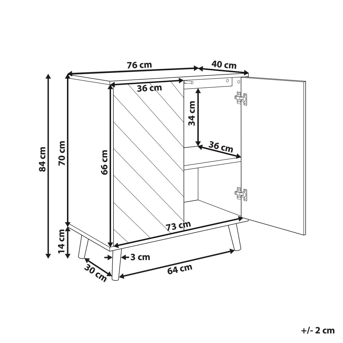 SCHRANK Schwarz Bristow - Schwarz, Holzwerkstoff (76/84/40cm) - Beliani