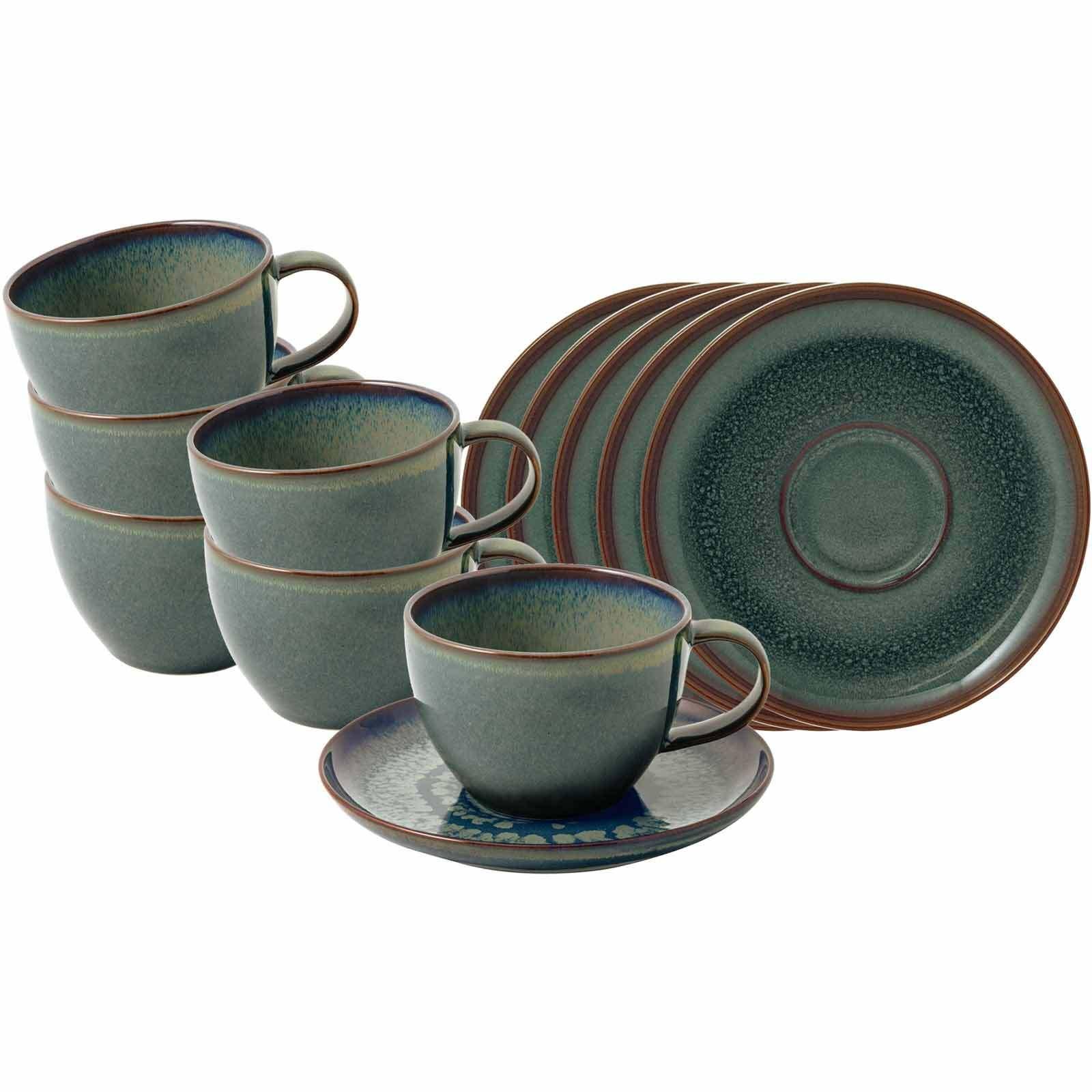 KAFFEETASSEN MIT UNTERTASSEN Crafted Breeze 170 ml 12-tlg. - Grün, Keramik (14.9/8.4/14.9cm) - like.Villeroy & Boch