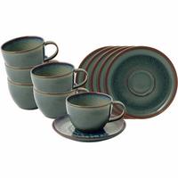 KAFFEETASSEN MIT UNTERTASSEN Crafted Breeze 170 ml 12-tlg. - Grün, Keramik (14.9/8.4/14.9cm) - like.Villeroy & Boch