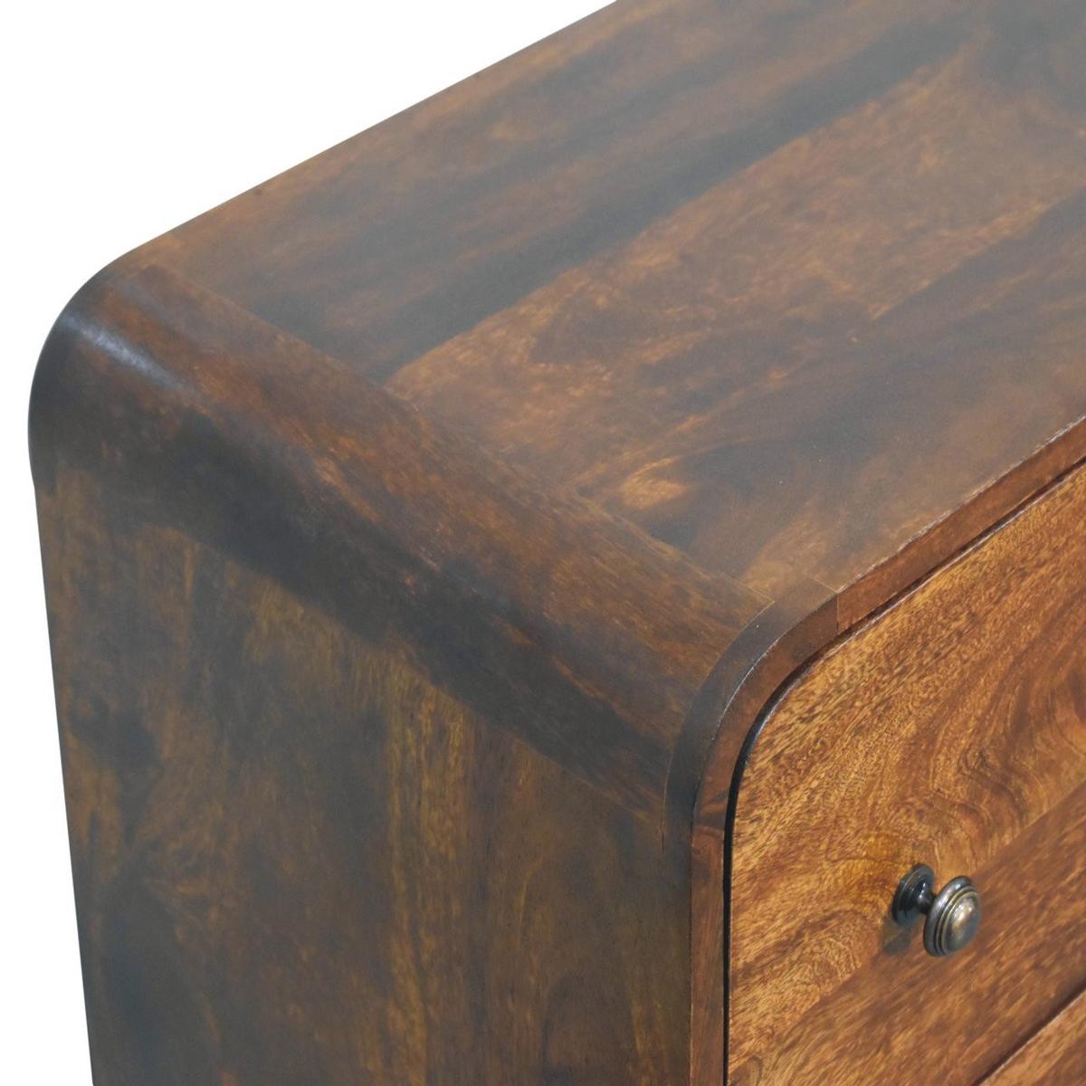 KOMMODE Aspen Schlank, 3 Schubladen, Dunkelbraun - Messingfarben/Braun, Holz/Metall (70/80/35cm) - Artisan Furniture
