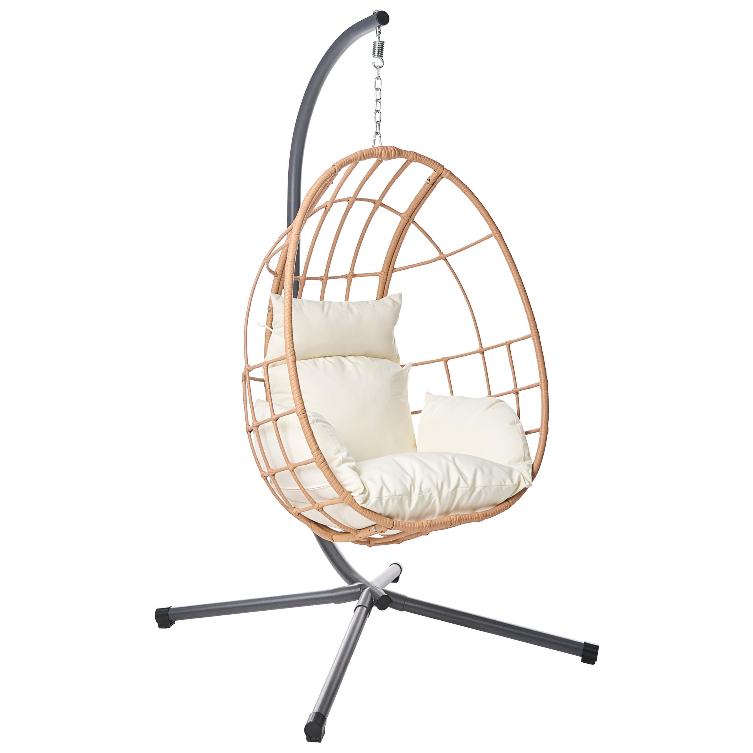 HÄNGESESSEL mit Gestell Metall Naturfarben Malcesine - Naturfarben, Textil (102/195/105cm) - Beliani