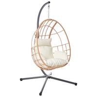 HÄNGESESSEL mit Gestell Metall Naturfarben Malcesine - Naturfarben, Textil (102/195/105cm) - Beliani