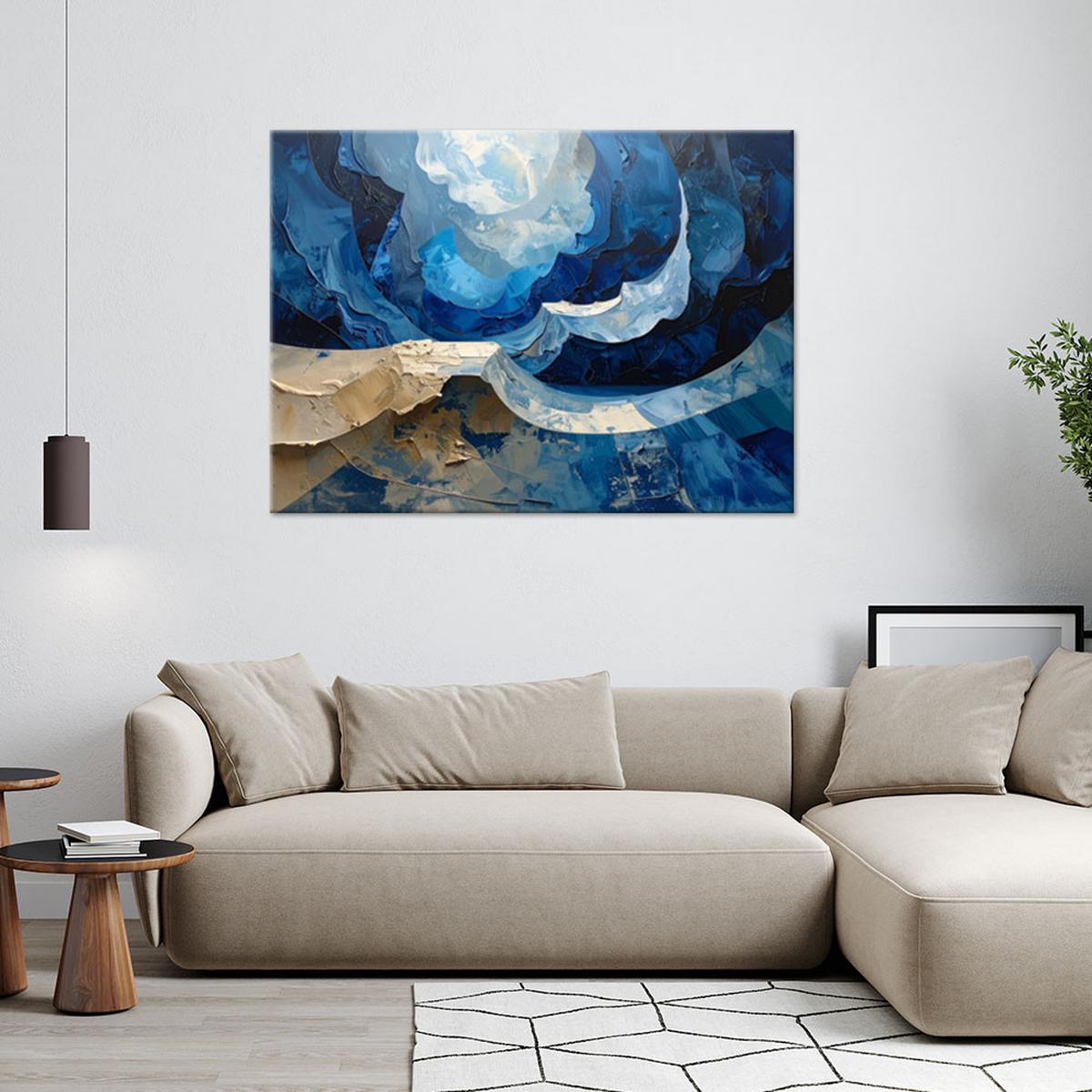 LEINWANDBILD Abstraktion 30x20cm - Blau, Textil (30/20cm) - Feeby