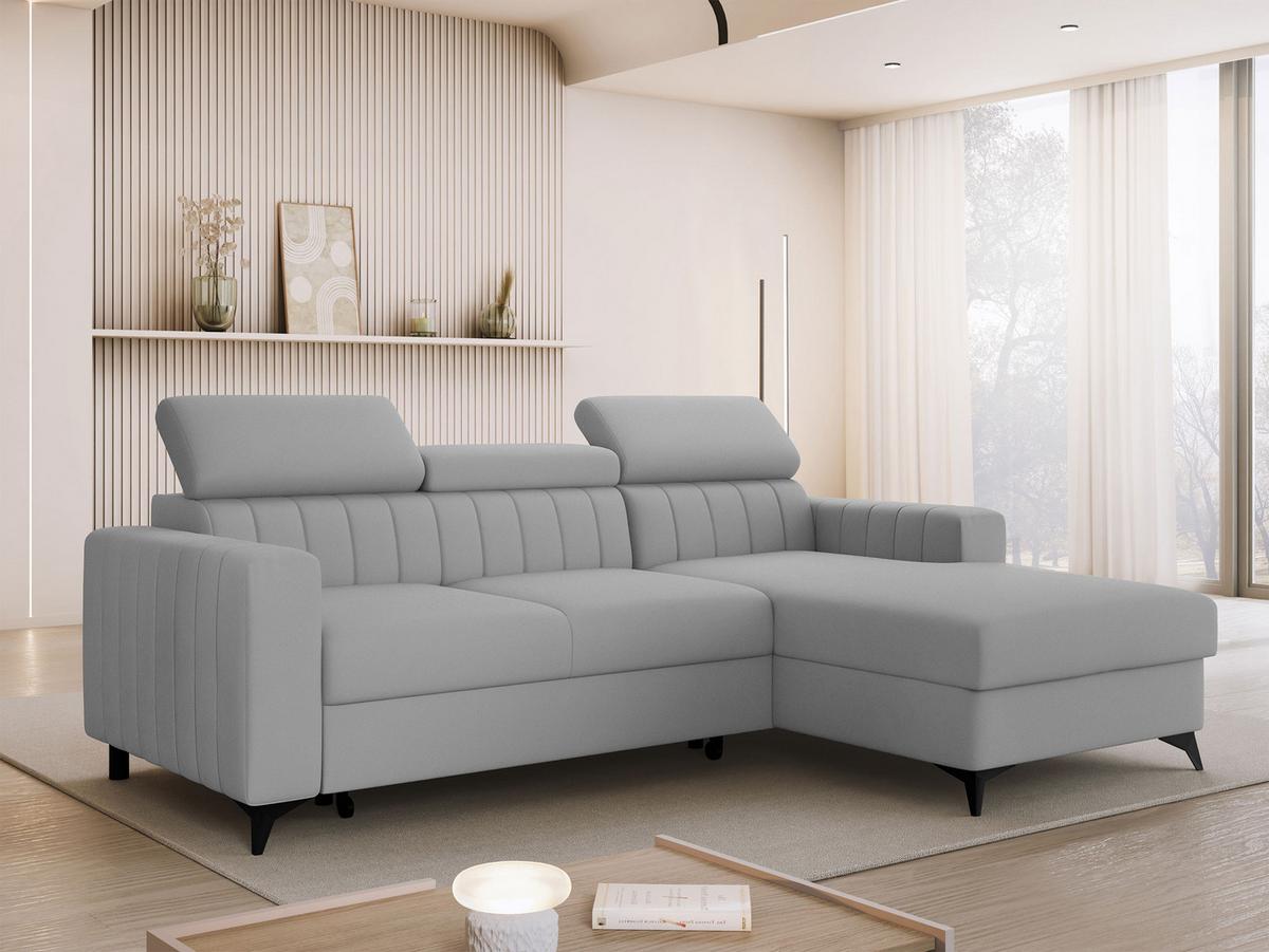 ECKSOFA Milano, Seite: Rechts 2R+LC - Hellgrau/Schwarz, Holz/Textil (172/236cm) - MIRJAN24