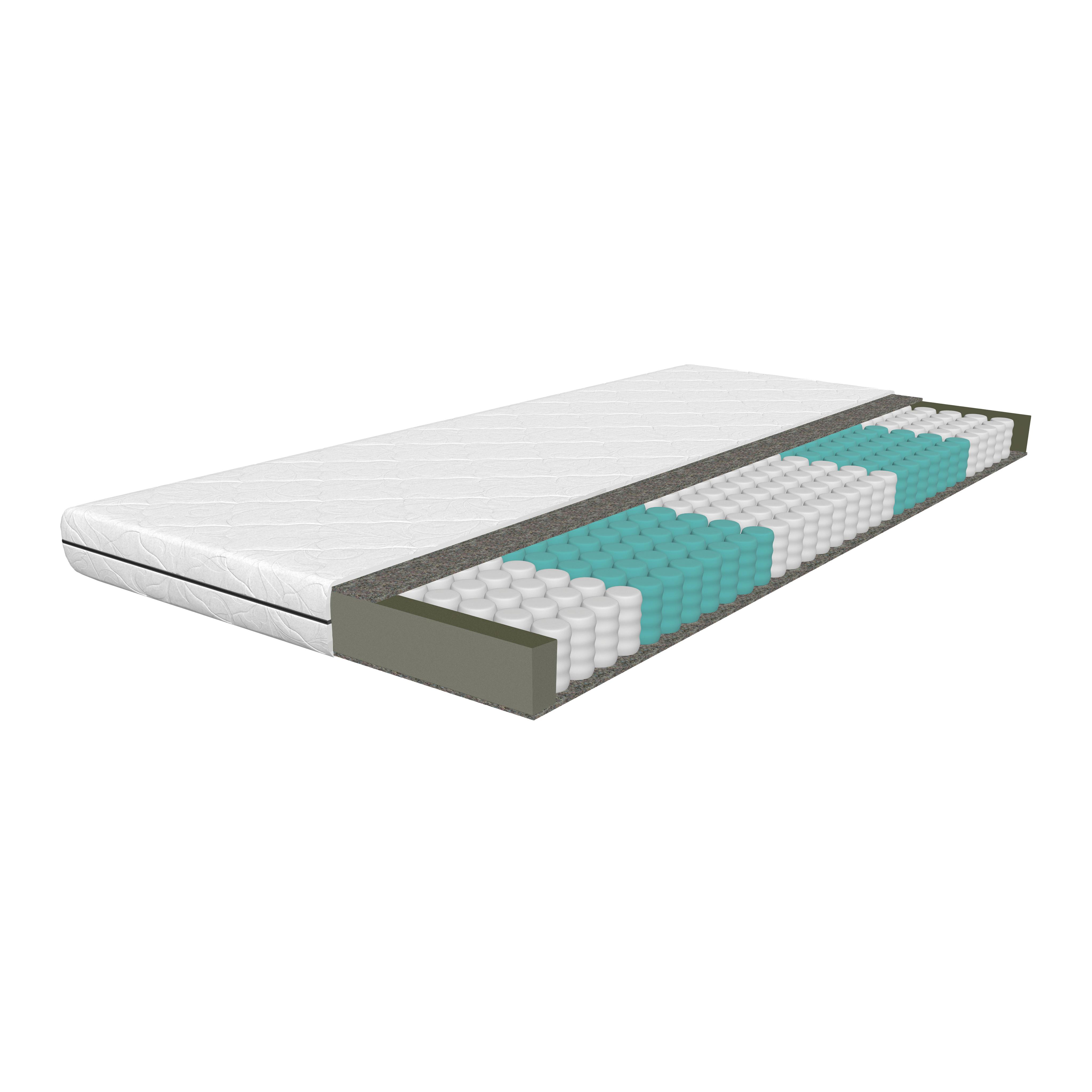TASCHENFEDERKERNMATRATZE 90x200 cm H2/H3, wendbar, Bezug waschbar - Weiß, Textil (90/200cm) - Schlaftroll