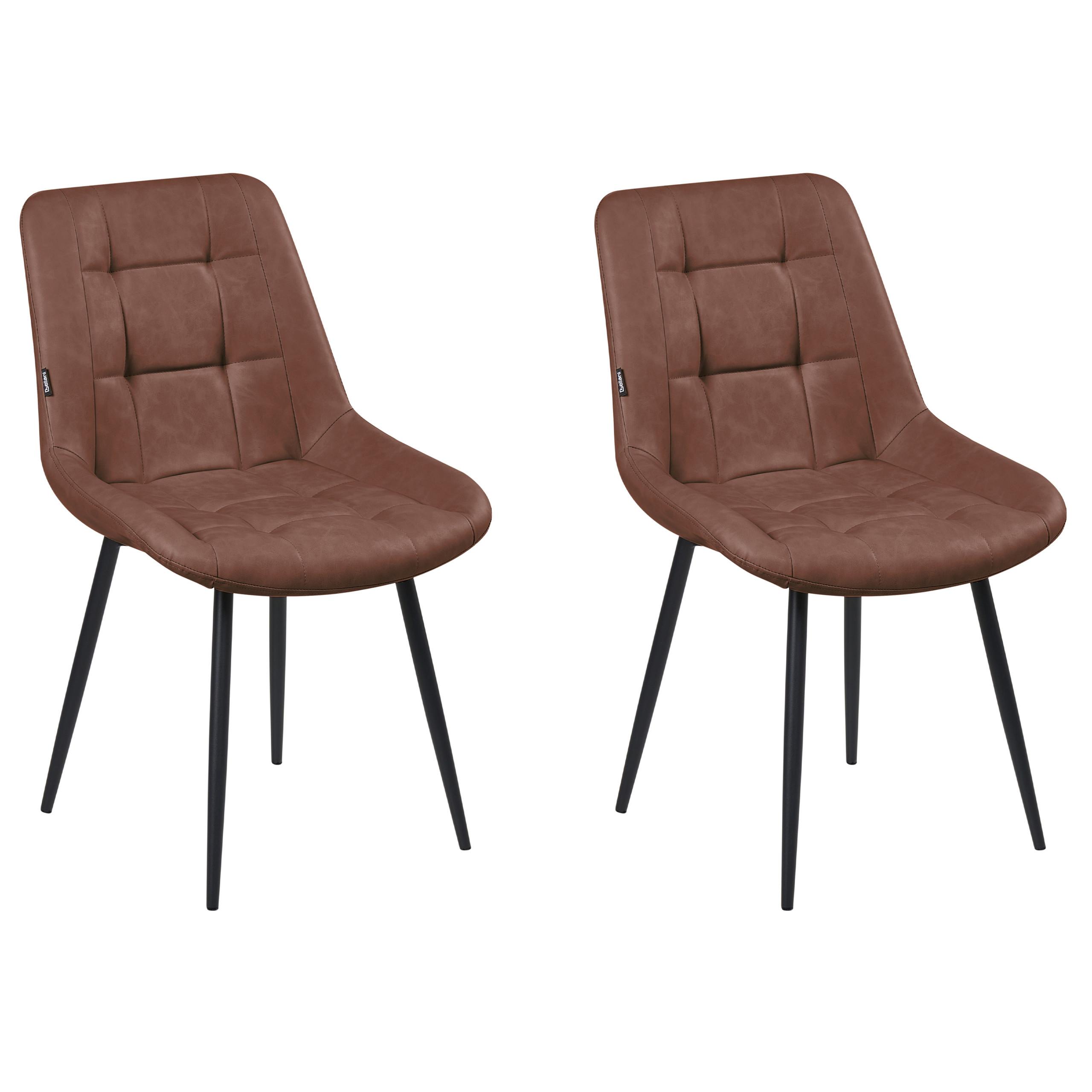 ESSZIMMERSTUHL 2er-Set Kunstleder Braun Melrose - Braun, Kunststoff (51/85/58cm) - Beliani