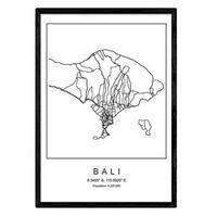 POSTER Bali Stadtkarte – Nordisch A4 Rahmenlos - Klar, Papier (29.7/5/21cm) - Nacnic