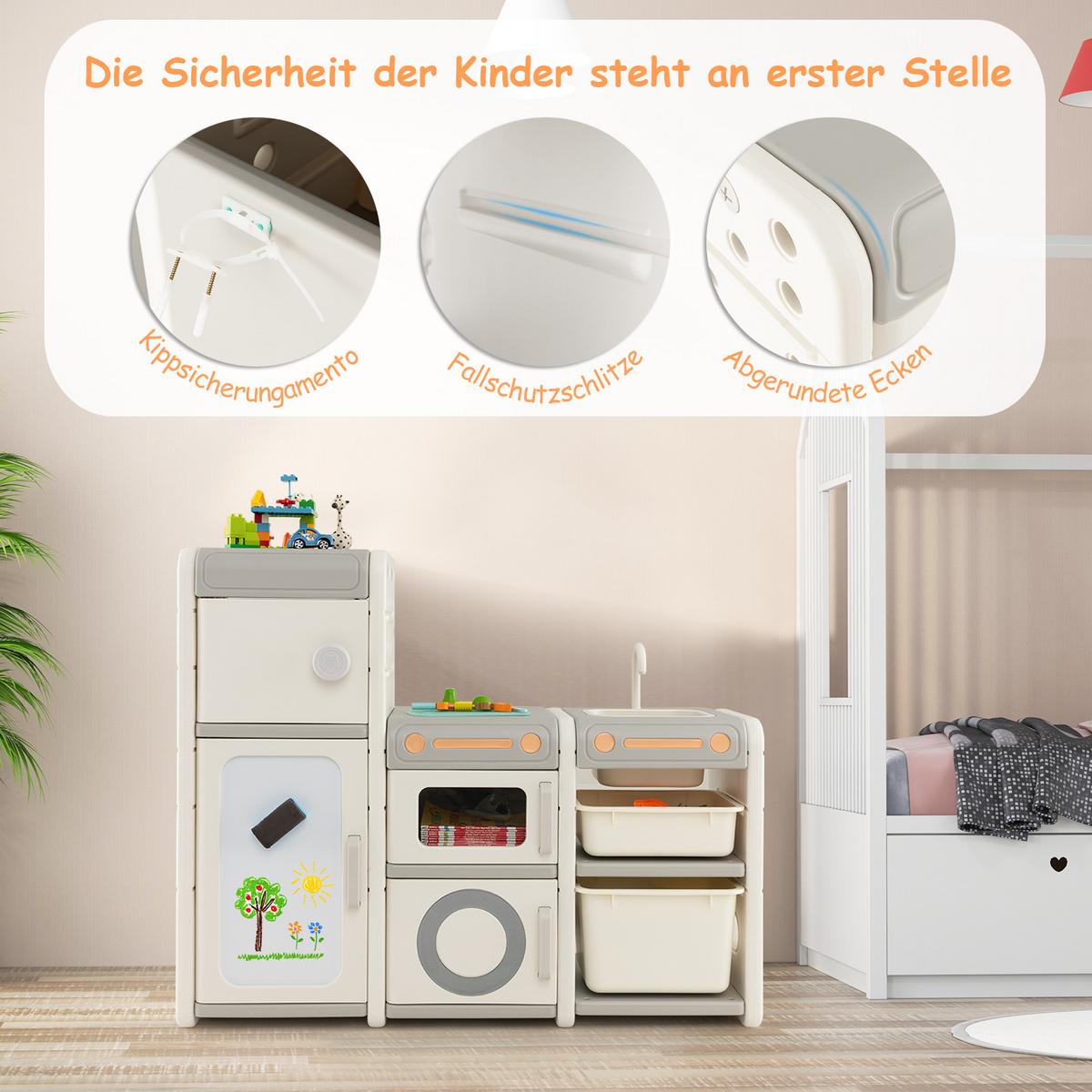 SPIELZEUGSCHRANK Für Kinder Beige - Beige, Kunststoff (116/98/38cm) - COSTWAY
