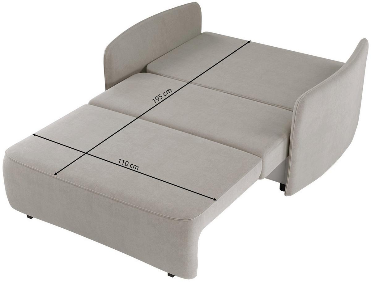 SCHLAFSOFA Paxi 145 cm - Hellgrau/Schwarz, Textil/Metall (145/84/106cm) - Selsey