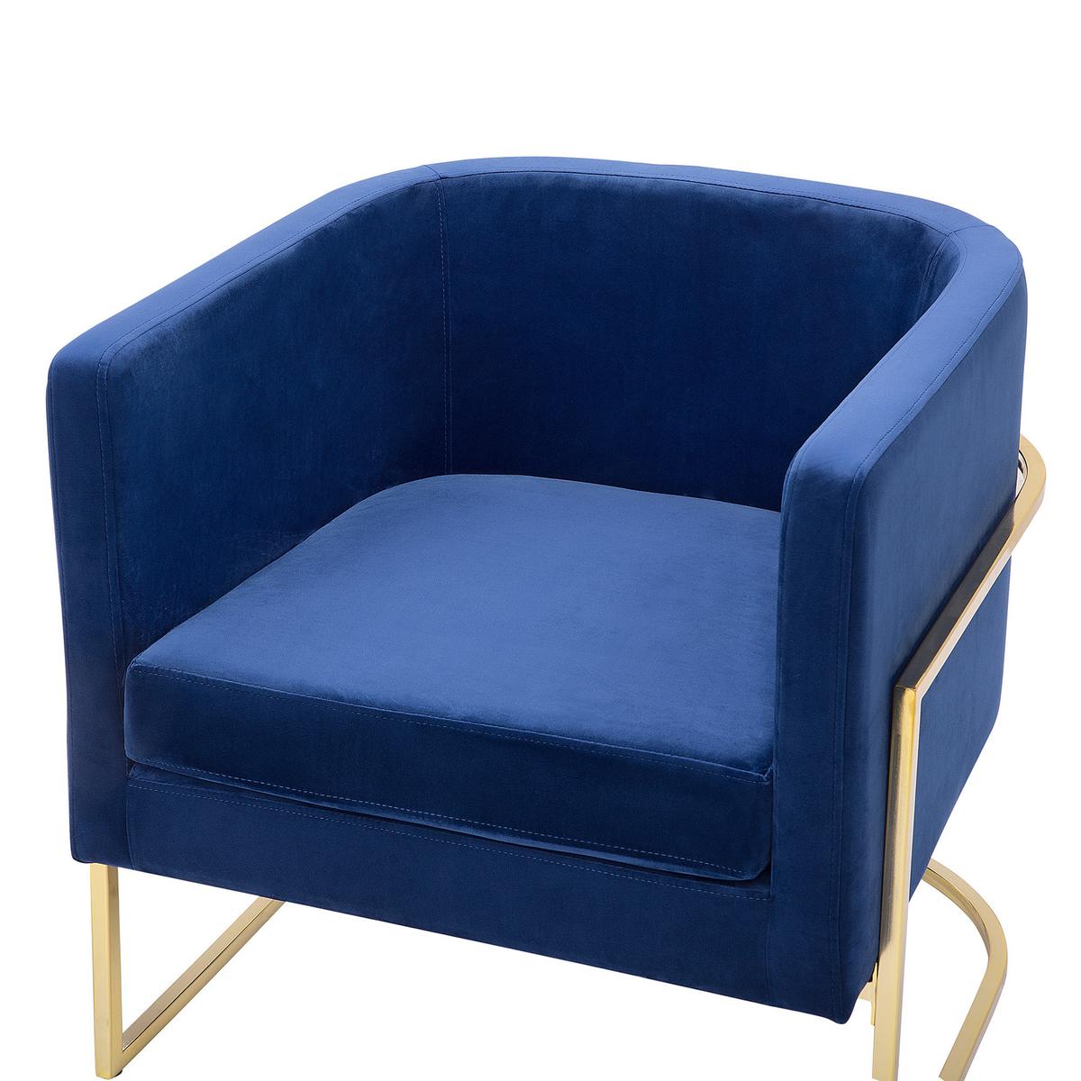 SESSEL Samtstoff Blau Sirkka - Blau, Textil/Metall (72/71/70cm) - Beliani