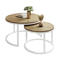 COUCHTISCH CIRI 2-in-1 Eichenholz Artisan - Weiß, Holzwerkstoff (70/70/48cm) - Lookway