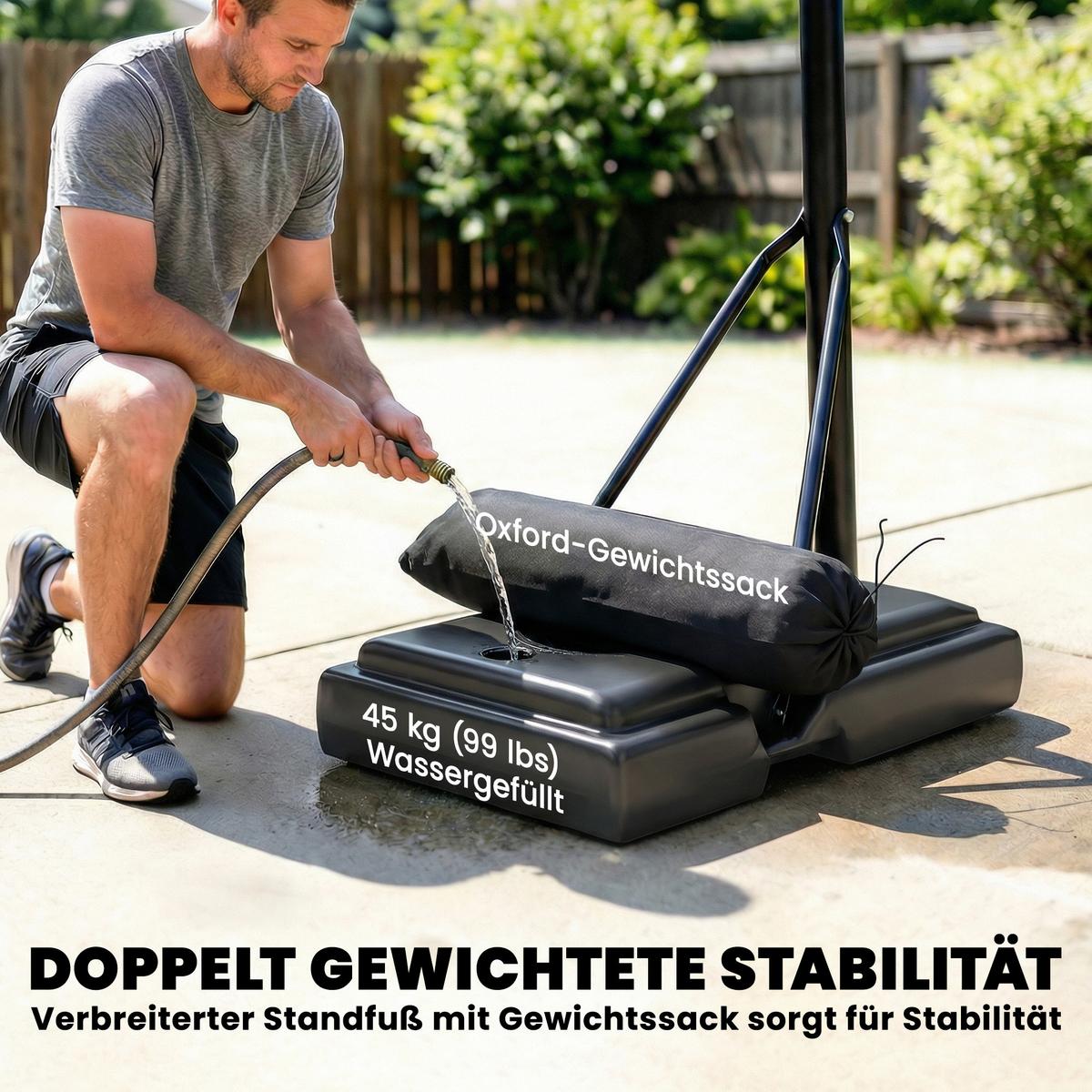 BASKETBALLSTÄNDER Stahl PE Schwarz - Schwarz, Metall (70/110cm) - SPORTNOW