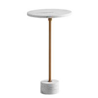 BEISTELLTISCH – Rund Echter Marmor Weiß Gold 30x30x55,5 cm - Weiß, Metall (30/30/56cm) - KADIMA DESIGN