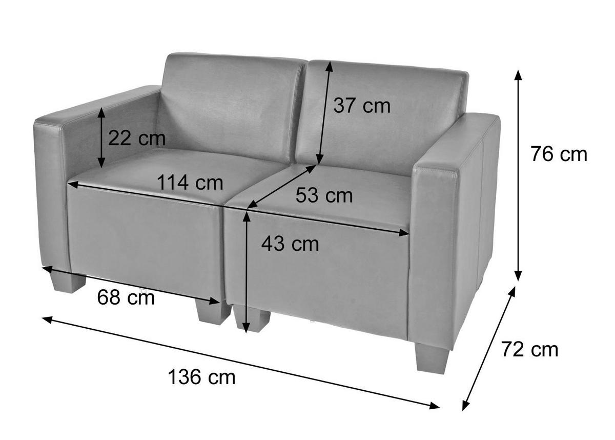 2-SITZER SOFA Grau - Dunkelgrau/Grau, Textil (136/76/72cm) - MCW