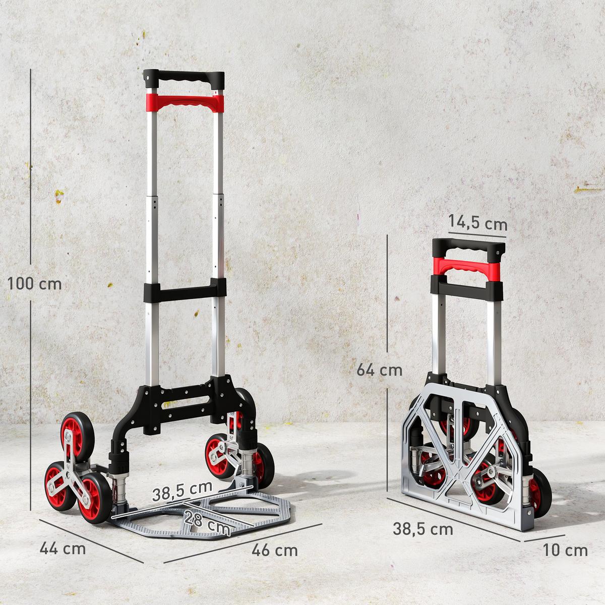 SACKKARRE mit 6 Rädern inkl. Teleskopgriff max. 70 kg - Multicolor, Metall (44/100/46cm) - HOMCOM