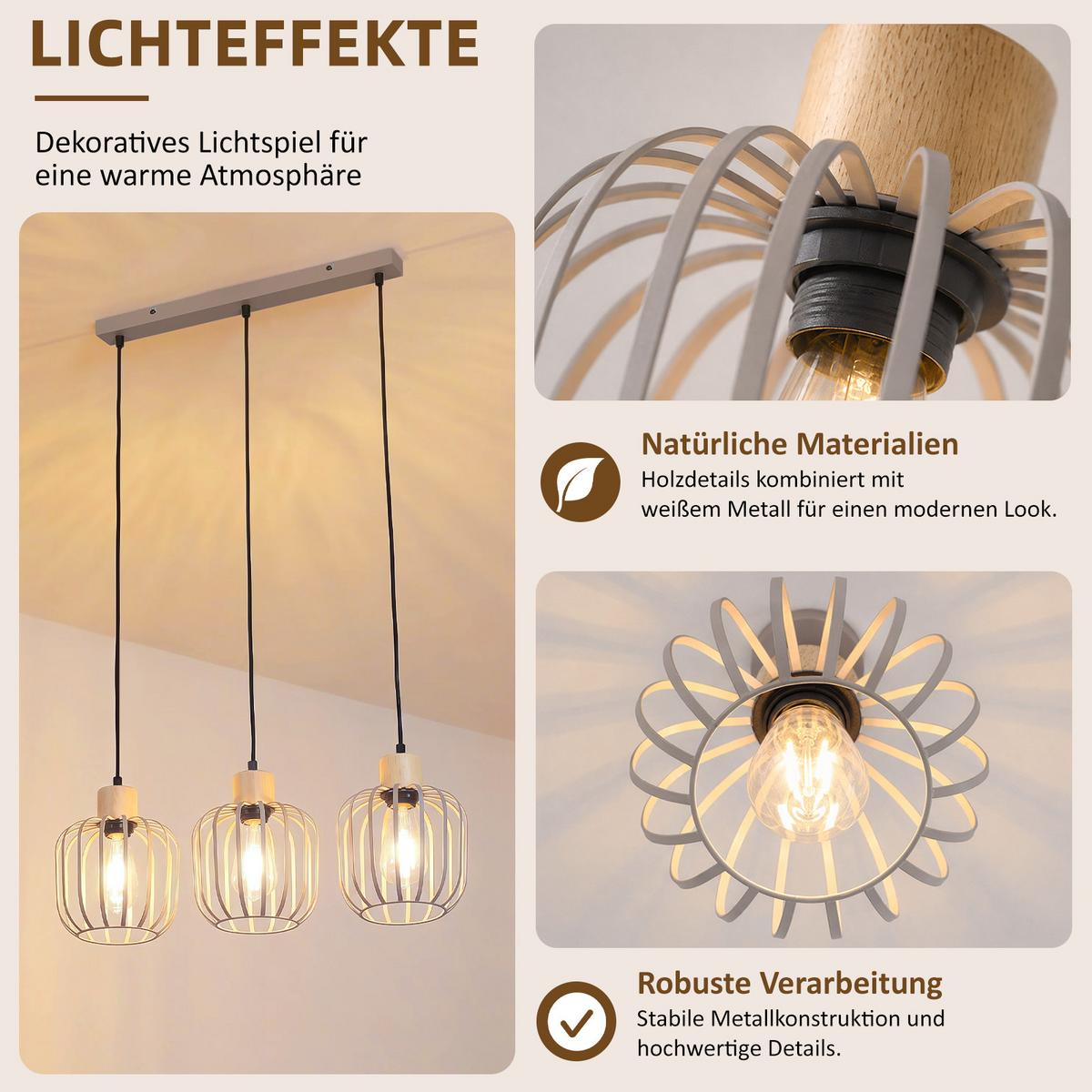 PENDELLEUCHTE Grythvin 62/18/145 cm - Grau, Holz/Metall (62/18/145cm) - ZMH