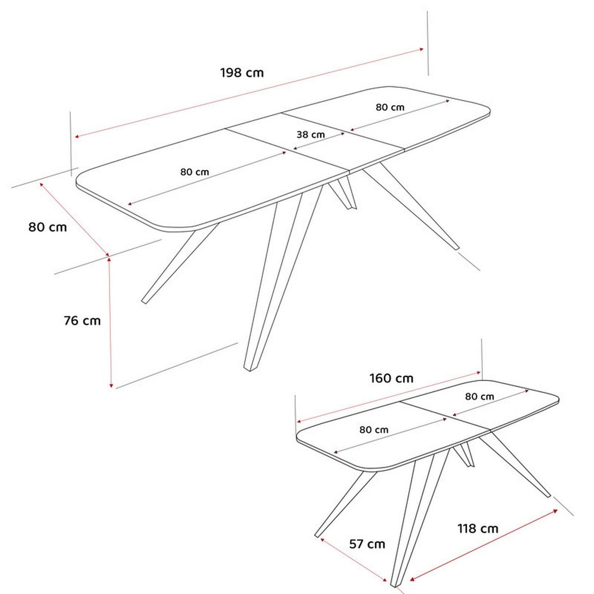 AUSZIEHTISCH FENTO 160/80/76 cm, Gold / Grigia Pietra (Steingrau) - Goldfarben/Grau, Holzwerkstoff/Metall (80/160/76cm) - Idohome